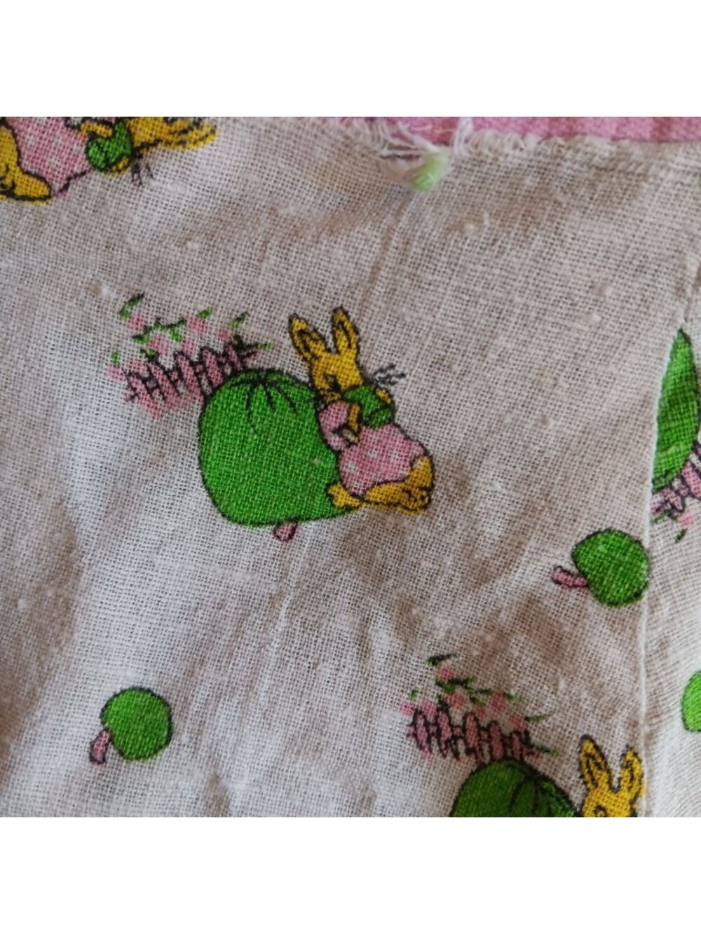 Vintage Girls 3T Dress 1970's Handmade Bunnies Party Bunny Pink Hippie 1OF1